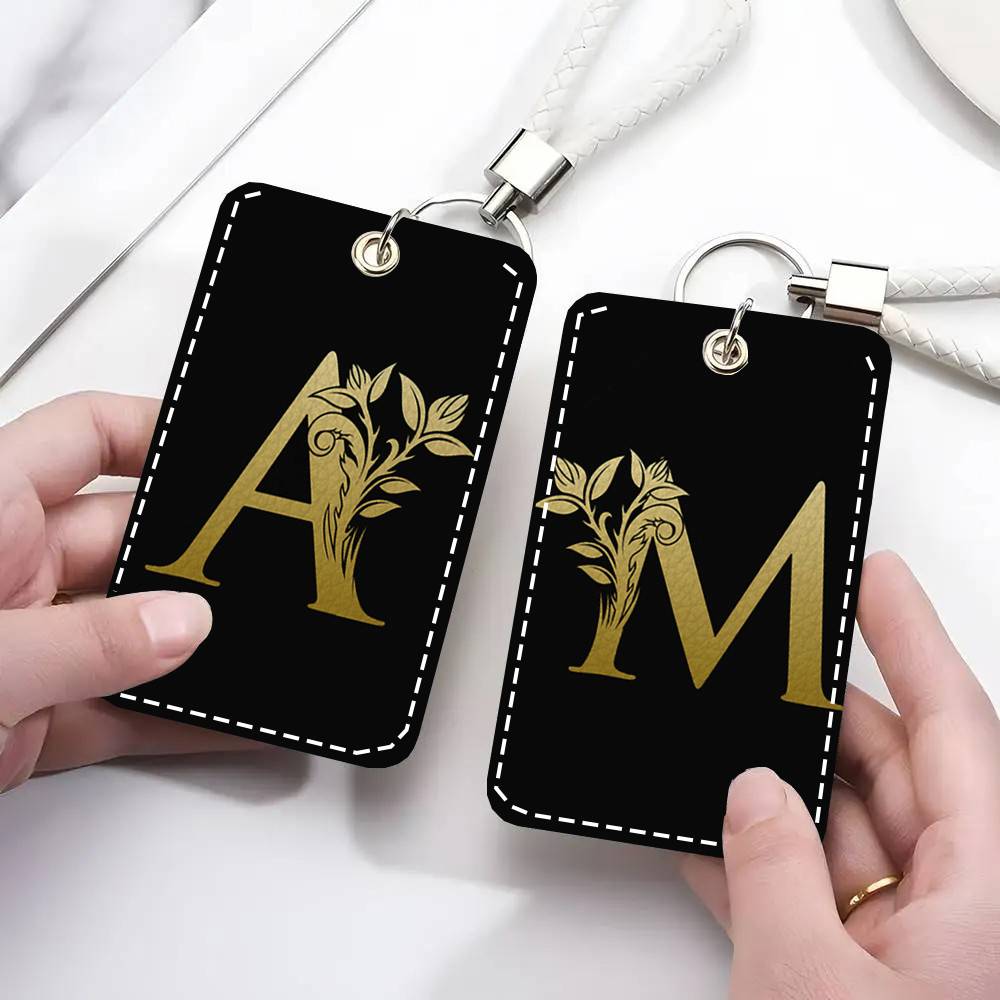 Monogram Keychain Leather - Dompet Kartu Kulit dengan Monogram Huruf,