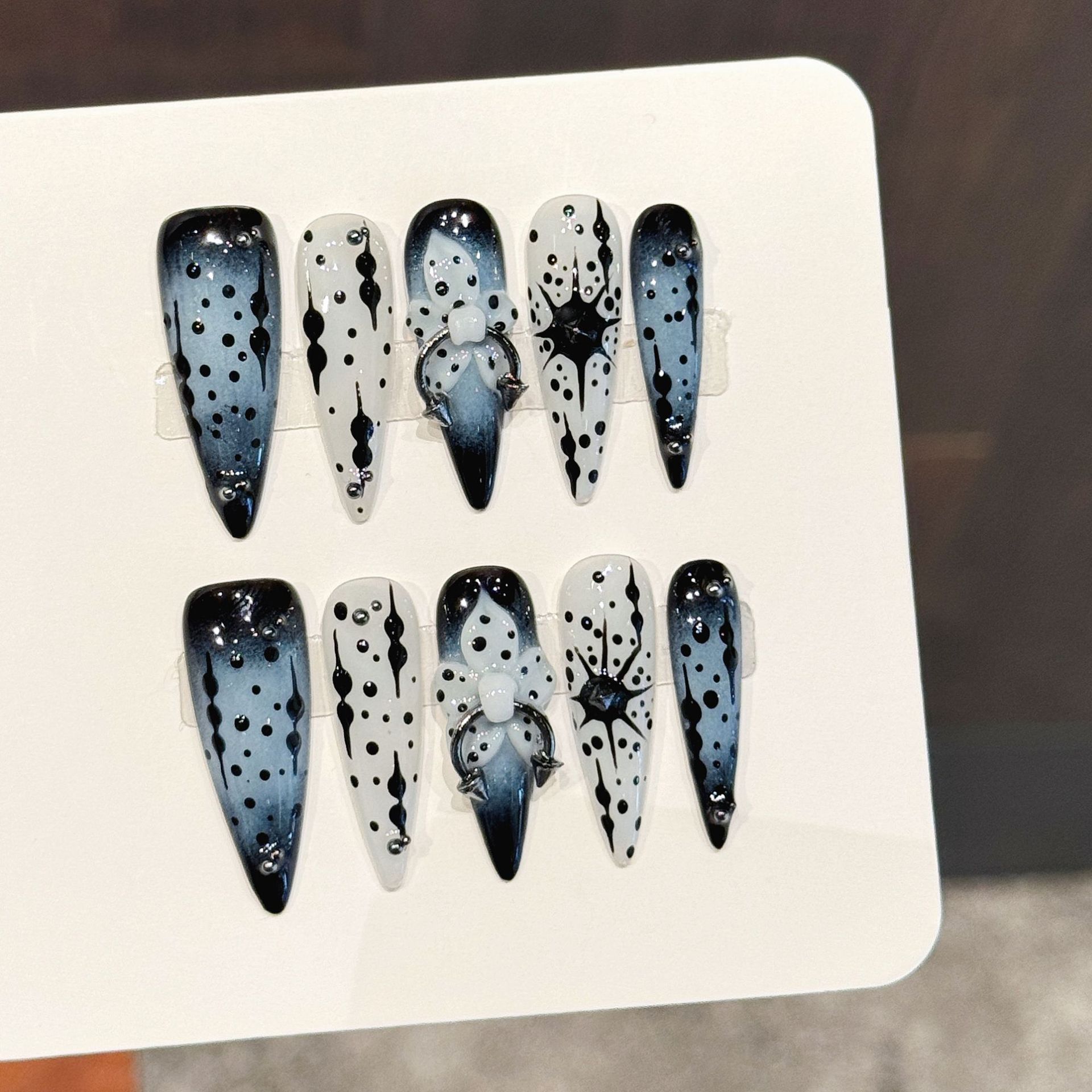Pressed Flower Art - 10pcs Kuku Palsu Buatan Tangan Warna