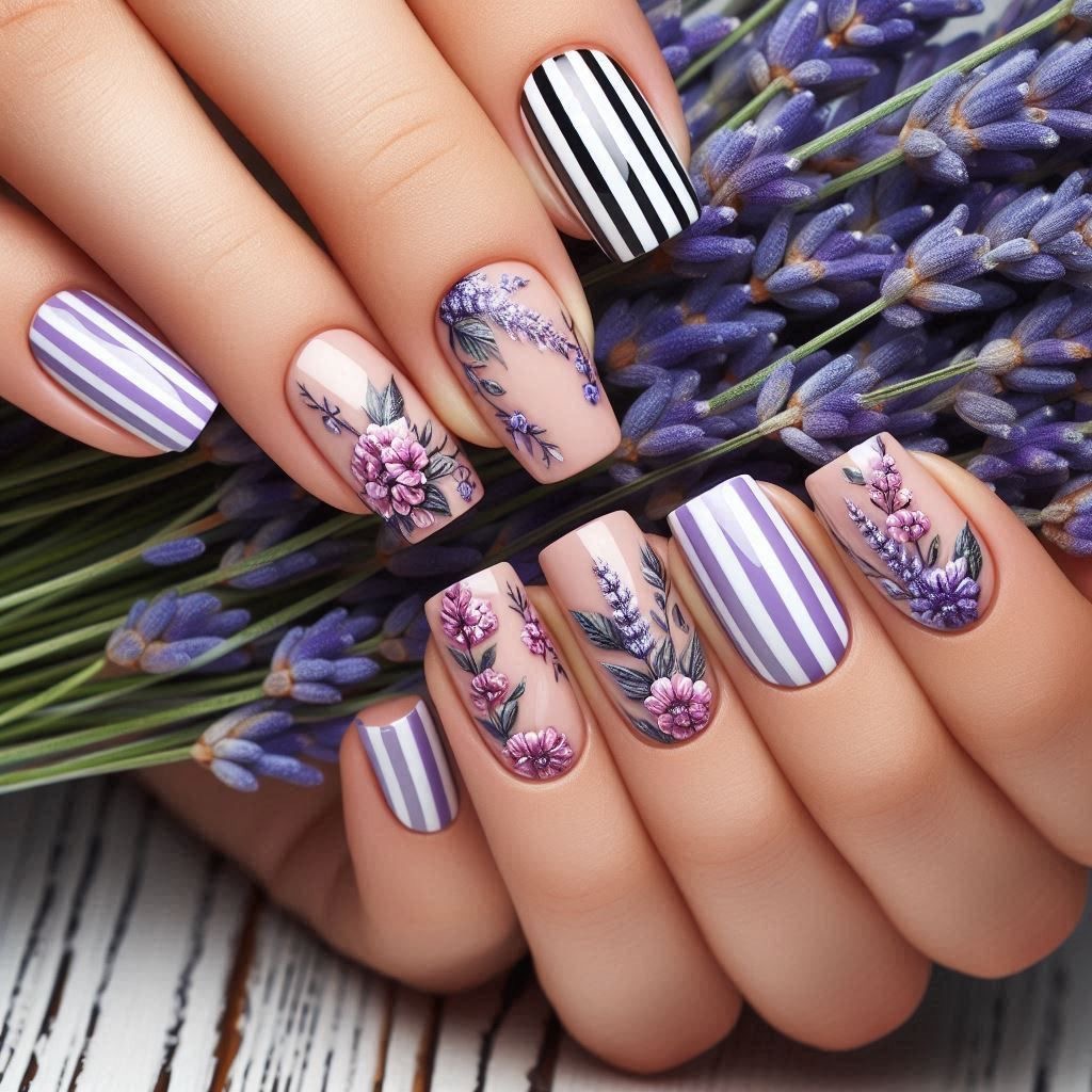 Kuku palsu sedang untuk wanita - Pressed Flower Art ulasan dan harga